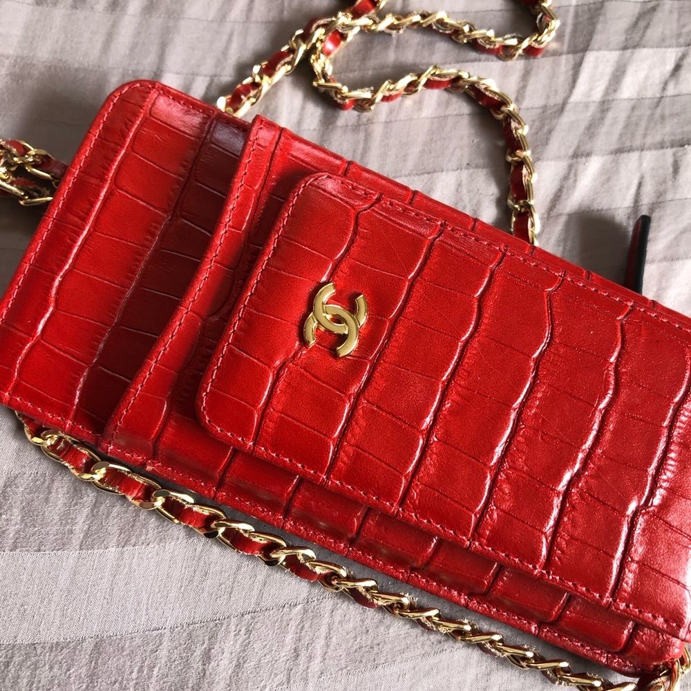 Red Alligator Chanel Wallet/Phone Purse